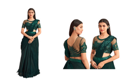 Bottle Green color Chiffon Fabric Lehenga Choli