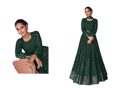 Dark Green color Georgette Fabric Full Sleeves Floor Length Anarkali style Party wear Suit