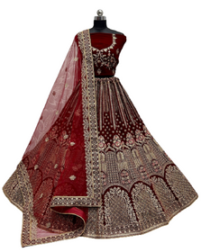 Maroon color Heavily work Velvet Fabric Lehenga Choli