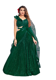 Green color Net Fabric Lehenga Choli