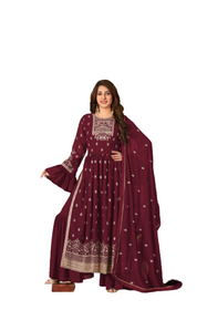 Maroon color Georgette Fabric Indowestern style Suit