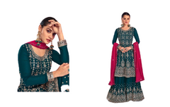 Fabulous Blue color Georgette Fabric Indo Western Suits1007