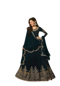 Blue color Embroidery work Georgette Fabric Party wear Anarkali style Suit