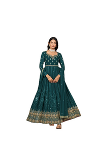 Blue color Embroidered Georgette Fabric Anarkali style Party wear Suit
