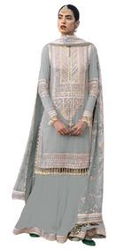 Blue color Faux Georgette Fabric Heavy Handwork Party wear Indowestern style Suit