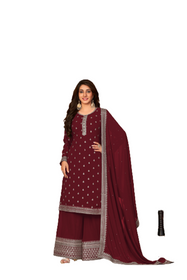 Maroon color Georgette Fabric Suit