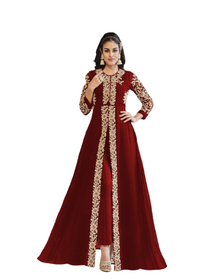 Red color Georgette Fabric Centre cut Floor Length Party wear Indowestern style Suit