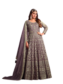 Light Purple shade Net Fabric Full Sleeves Floor Length Party wear Anarkali style Suit