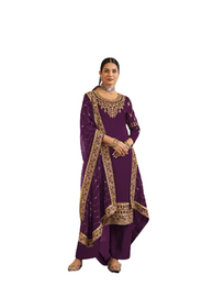 Violet color Vichitra Fabric Party wear Suit