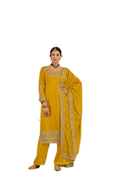 Yellow color Vichitra Fabric Party wear Suit