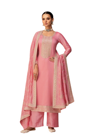 Pink color Silk Fabric Suit