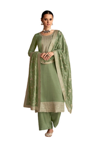 Soft Green color Silk Fabric Suit