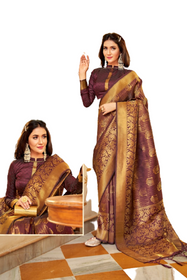 Wine color Handloom Weaving Silk Fabric Saree