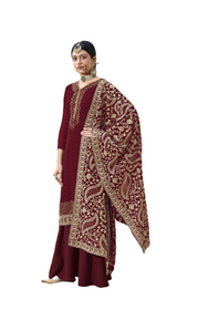 Maroon color Georgette Fabric Suit