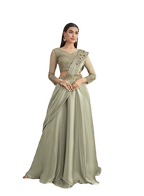 Silver color Silk Fabric Lehenga Choli