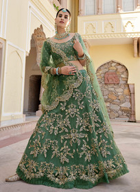 Beautiful Deep Green Designer Indian Wedding Lehenga Choli