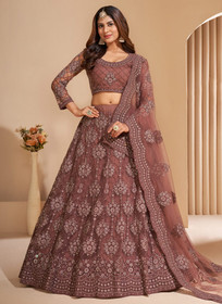 Beautiful Mauve Crystal Embroidered Wedding Lehenga Choli