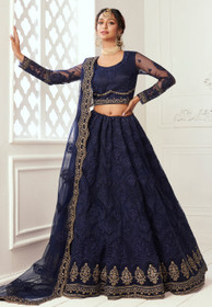 Beautiful Navy Blue Golden Wedding Lehenga Choli