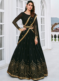 Beautiful Black Sequence Embroidery Georgette Lehenga Choli