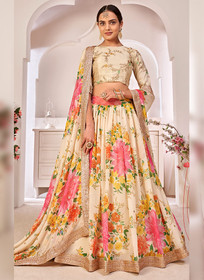 Beautiful Off White Sequence Embellished Floral Lehenga Choli