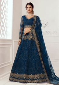 Beautiful Blue Multi Embroidered Lehenga Choli