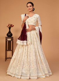 Beautiful Off White Sequence Wedding Lehenga Choli