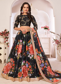 Beautiful Black Sequence Embellished Floral Lehenga Choli