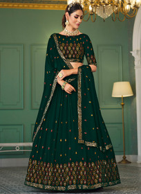 Beautiful Green Sequence Embroidery Bollywood Lehenga Choli