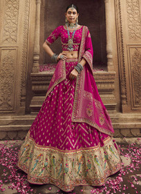 Beautiful Hot Pink Embroidery Viscose Lehenga Choli