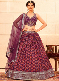 Beautiful Maroon Handwork Embroidery Georgette Lehenga Choli