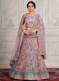 Beautiful Mauve Multicoloured Sequence Embroidery Wedding Lehenga Choli