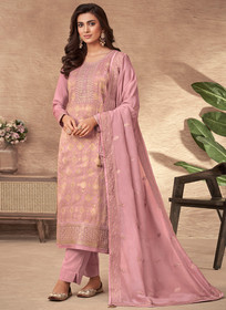 Beautiful Blush Pink Sequence Embroidery Salwar Kameez