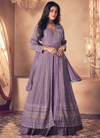 Beautiful Lavender Traditional Sequence Embroidered Wedding Anarkali Lehenga