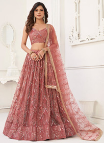 Beautiful Blush Pink Traditional Embroidered Wedding Lehenga Choli