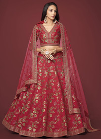 Beautiful Red Sequence Embroidery Festive Lehenga Choli