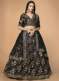 Beautiful Black Sequence Embroidery Festive Lehenga Choli