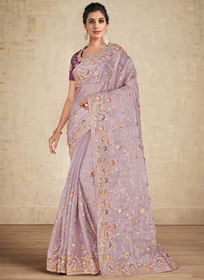 Beautiful Purple Two Tone Embroidered Traditional Wedding Saree44