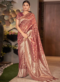 Beautiful Rustic Red Jacquard Silk Festive Saree60