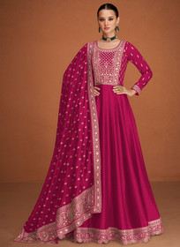 Beautiful Hot Pink Embroidery Traditional Anarkali Gown67