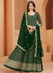 Beautiful Green Mirror Work Embroidery Wedding Anarkali Suit71