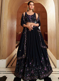 Beautiful Navy Blue Multi Embroidery Wedding Lehenga Choli115