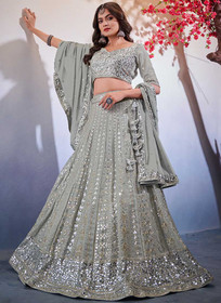 Beautiful Light Grey Sequence Embroidery Wedding Lehenga Choli117