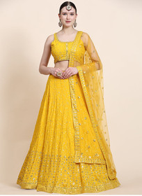 Beautiful Yellow Sequence Embroidery Designer Wedding Lehenga Choli22