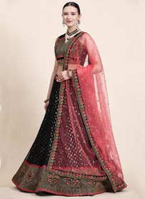 Beautiful Black Jacquard Multi Thread Embroidery Wedding Lehenga Choli23