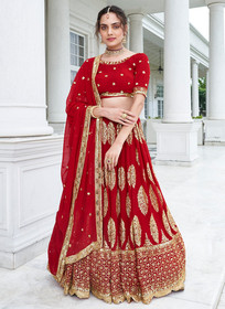 Beautiful Red Sequence Embroidery Lehenga Choli35