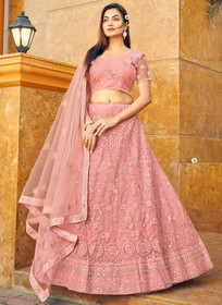 Beautiful Pink Mirror Work Embroidery Designer Lehenga Choli199