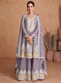 Beautiful Lavender Multi Embroidery Wedding Gharara Style Suit172