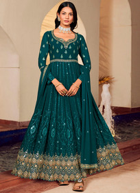 Beautiful Turquoise Sequence Embroidery Georgette Anarkali Suit155