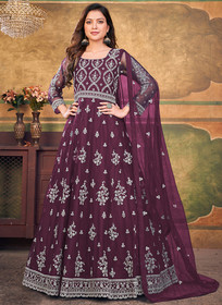 Beautiful Purple Embroidery Traditional Festive Anarkali Suit159