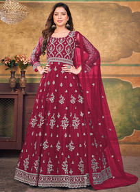 Beautiful Magenta Embroidery Traditional Festive Anarkali Suit221